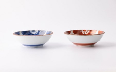 いげ皿丸鉢染ソフィア(赤青)16cm2点 NAZ508 