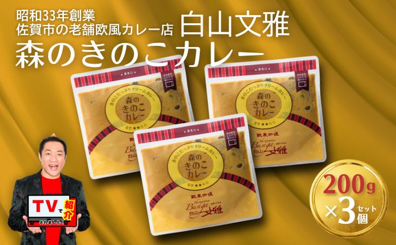 白山文雅 森のきのこカレー３個セット：B140-052