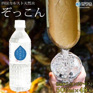 四国カルスト天然水ぞっこん 500ml(24本入り)×2ケース 計48本 NZS0006