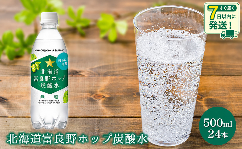 北海道 富良野 ホップ 炭酸水 500ml ペットボトル 24本入 [7営業日以内最短発送] ウォーター スパークリング 箱買い 無糖