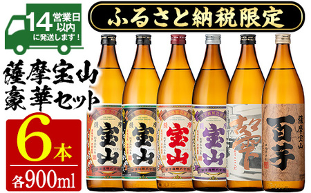 No.253 ふるさと納税限定！人気の焼酎！薩摩宝山豪華セット(6銘柄・各900ml×1本 計6本) 焼酎 酒 アルコール 芋焼酎 薩摩芋 米麹 常温 常温保存 セット 飲み比べ【西酒造】