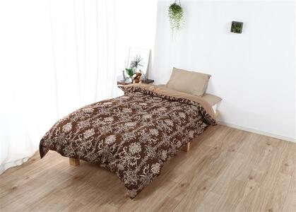 三河産　綿100％　高級130本ガーゼ掛けふとんカバー_モダンブラウン【G0580】