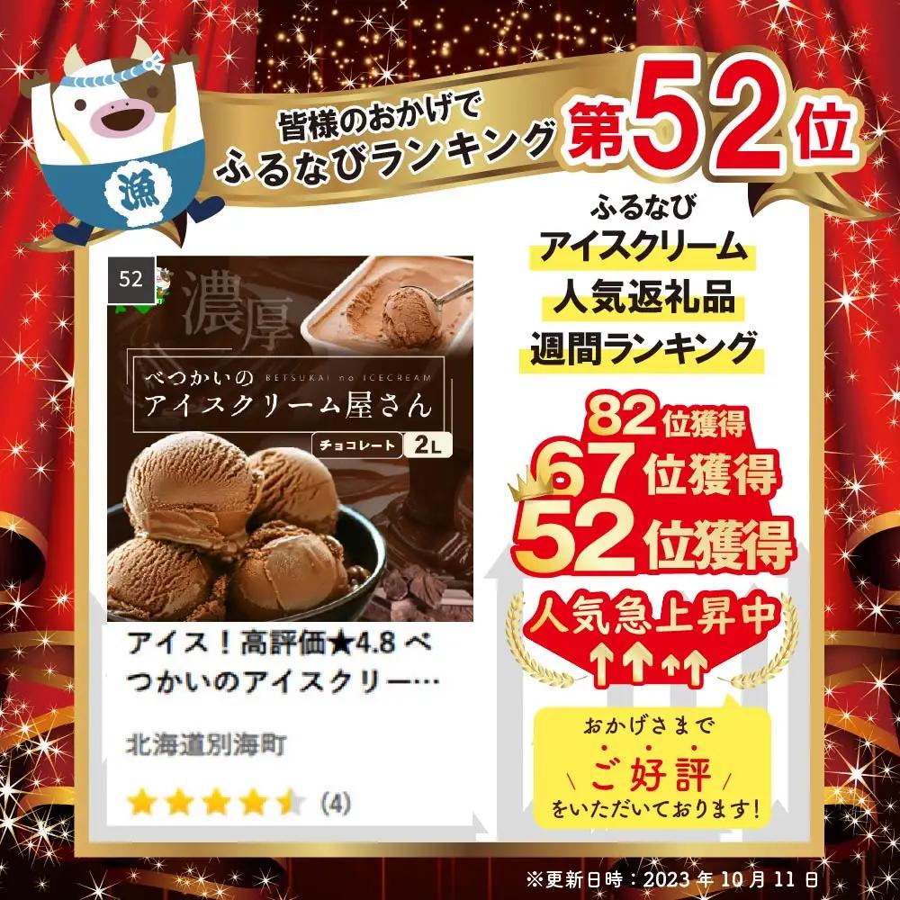 アイス！高評価★4.8 チョコアイスクリーム2L 北海道産 チョコレート