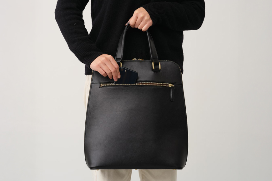 SOMES バッグ タテ型ブリーフ （ブラック）HE-01 [ソメスサドル 北海道 砂川市 12260818-b] ビジネスバッグ トートバッグ メンズ レディース 本革 革 革製品 革鞄 革バッグ 