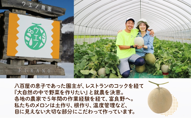 ＜2025年発送 先行受付＞ふらの産 しあわせのメロン 赤肉 青肉 メロン 2玉 セット 計4kg 富良野メロン 果物 フルーツ 甘い ギフト 贈答 産地直送 お取り寄せ 送料無料 ウエノ農園 北海道