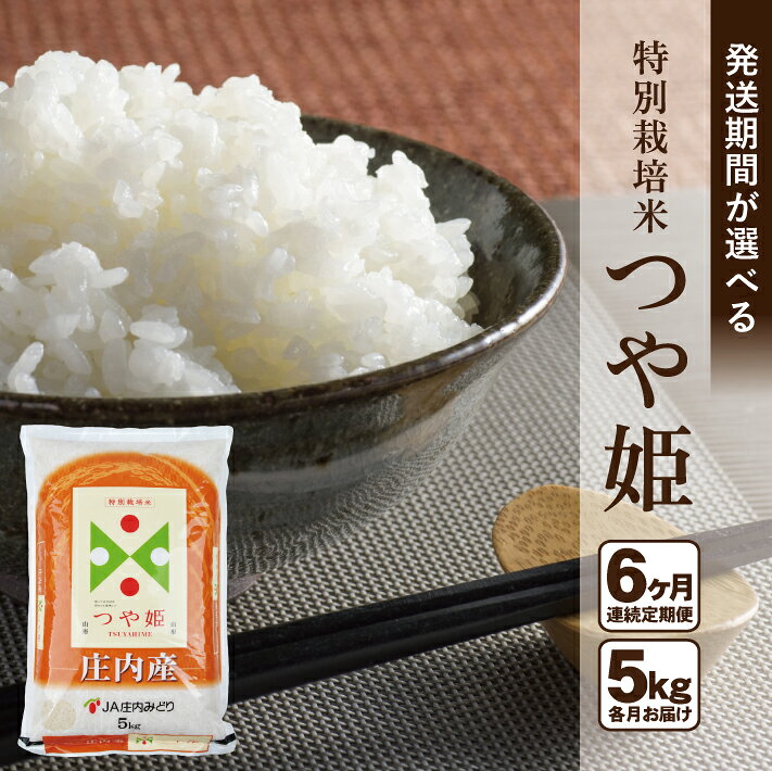 【ふるさと納税】≪6ヶ月定期便≫ 特別栽培米 つや姫 5kg×6ヶ月 計30kg 山形県庄内産 ご希望期間の毎月下旬頃にお届け 東北 酒田市 庄内地方 庄内平野 お米 精米 白米 ブランド米 庄内米 ごはん ご飯 農協 JA 産地直送