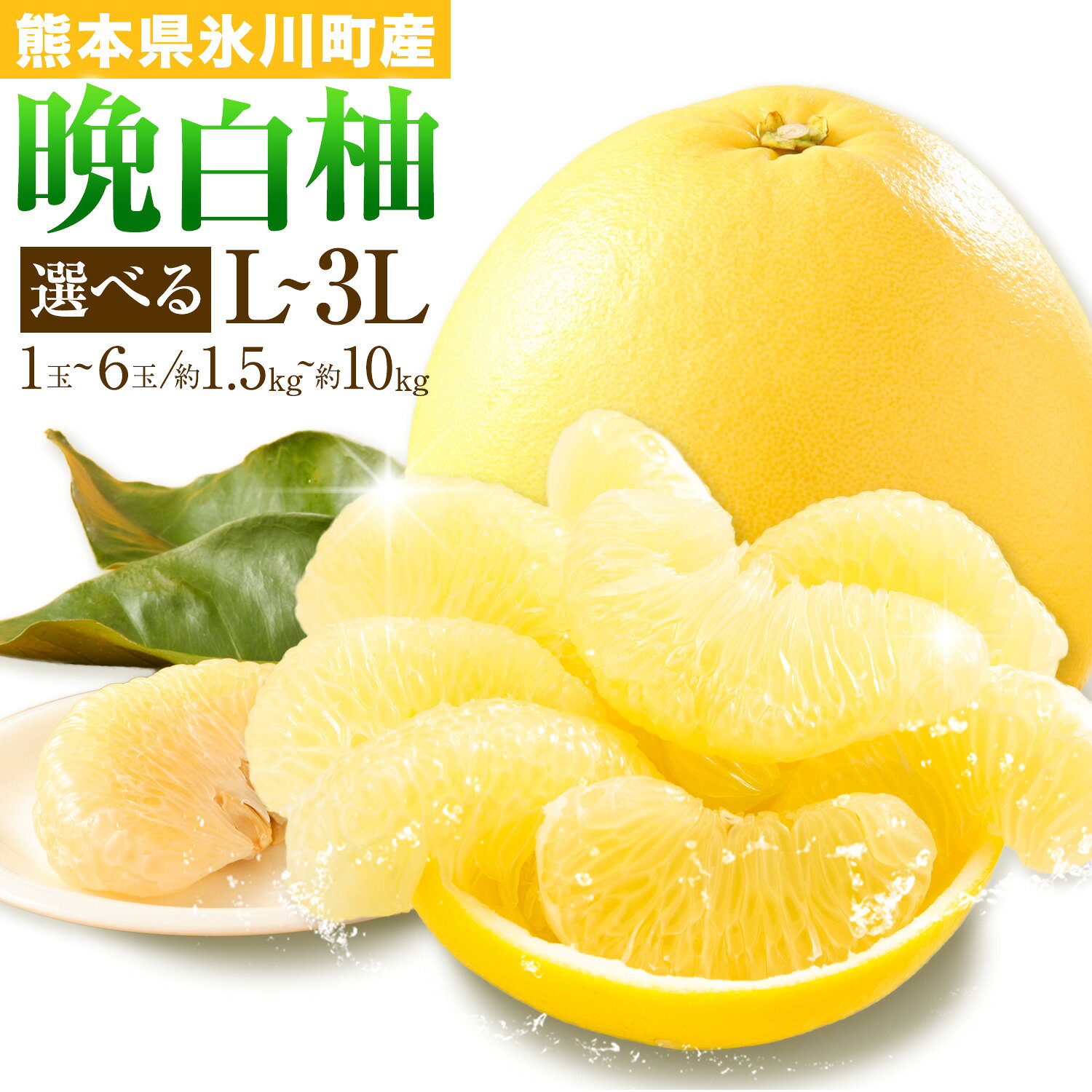 【ふるさと納税】柑橘 晩白柚 選べる L 2L 3L 1玉 ～ 6玉 約1.5kg～10kg 日本フルーツ株式会社《12月上旬-2月末頃出荷》熊本県 氷川町 ばんぺいゆ 果物 フルーツ 大玉 爽やか 甘み 酸味 香り 常温保存 柑橘類 冬 果肉 プリッ 食べ応え