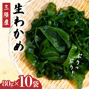 吉浜わかめ (湯通し塩蔵わかめ) 80g×10袋 ＼ わかめ ／