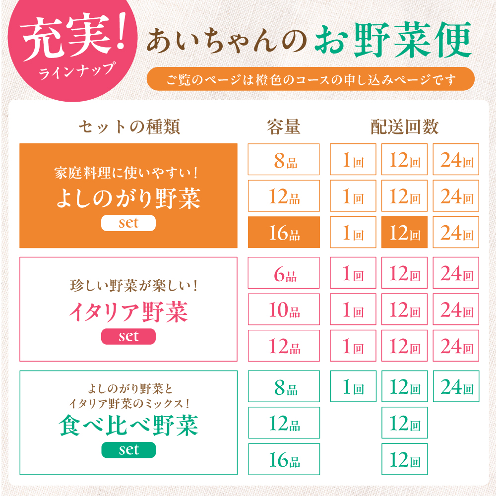 【16品 / 12回定期便】農薬に頼らない！カラダにやさしい「よしのがり野菜」セット（ラージ）【吉野ヶ里あいちゃん農園】 [FAA010]