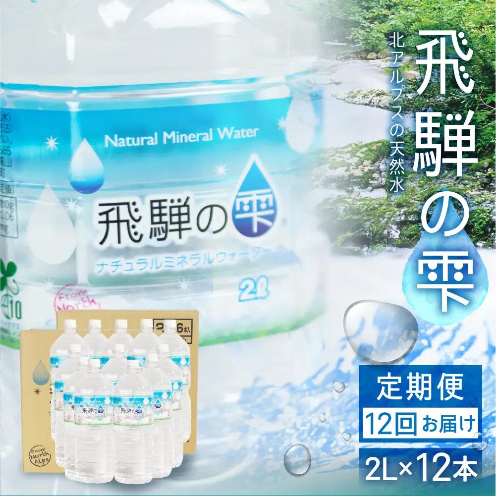 【12回 定期便】天然水 飛騨の雫 2L×12本 (2ケース) |ミネラルウォーター 定期便 JS101