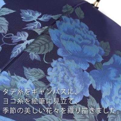 ふるさと納税 西桂町 婦人長傘絵おり(バラとぶどう・ネイビー)槙田商店の傘職人が作る大人に相応しい上品な日本製の晴雨兼用傘 |  | 02
