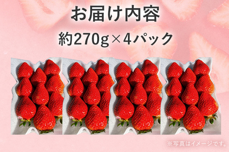 産地直送厳選あまおう 4パックセット（G,2L,2A規格以上）【数量限定】いちご フルーツ 果物 あまおう 約270g×4パック 福岡 苺 イチゴ 【発送時期2025年1月上旬～2025年月4月上旬】