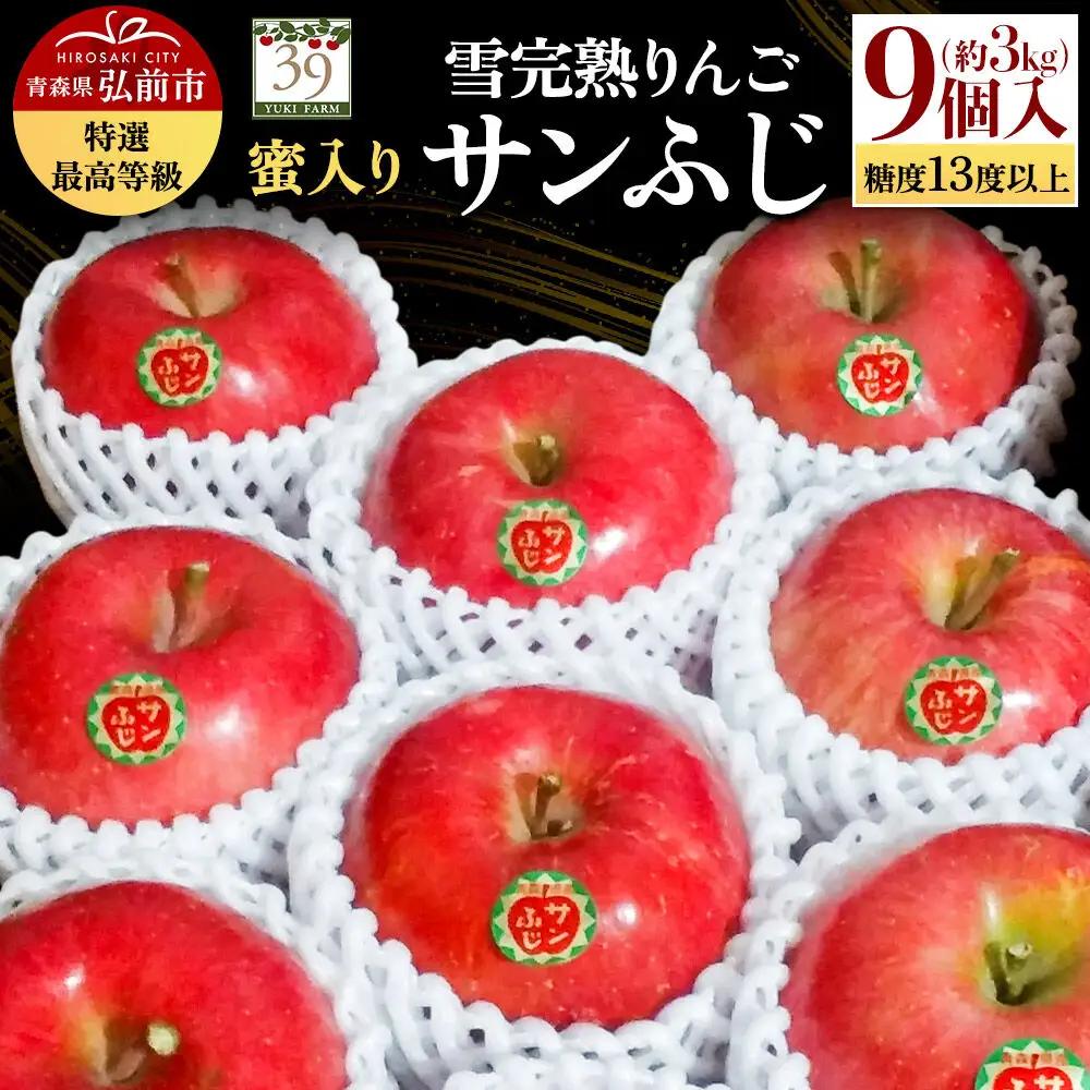りんご サンふじ【特選】約3kg（9個）最高等級 蜜入り 先行受付
