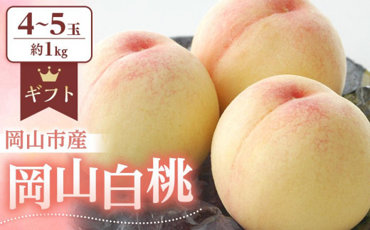 
                  桃 2025年  岡山 白桃 約1.0kg（4～5玉） もも モモ 岡山市産 国産 フルーツ 果物 ギフト
                