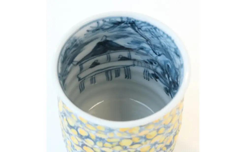 【たち吉】山水山吹文湯呑 京都 湯呑 陶芸品 人気 おすすめ