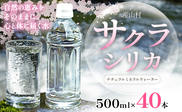 サクラシリカ 500ml × 40本 みずの里《30日以内に出荷予定(土日祝除く)》熊本県 阿蘇郡 産山村 ミネラルウォーター シリカ 水 天然水 鉱水 ラベルレス ラベルなし---ubuyama_mzs_2_40p---