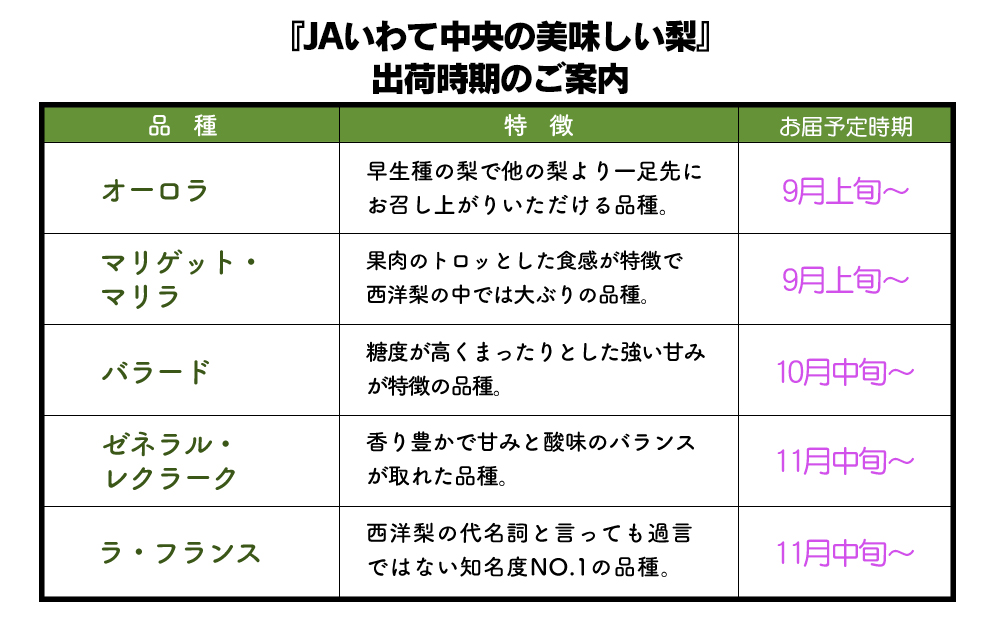 JAいわて中央の美味しい西洋梨　ラ・フランス5kg(13玉〜20玉)　11月中旬から発送予定