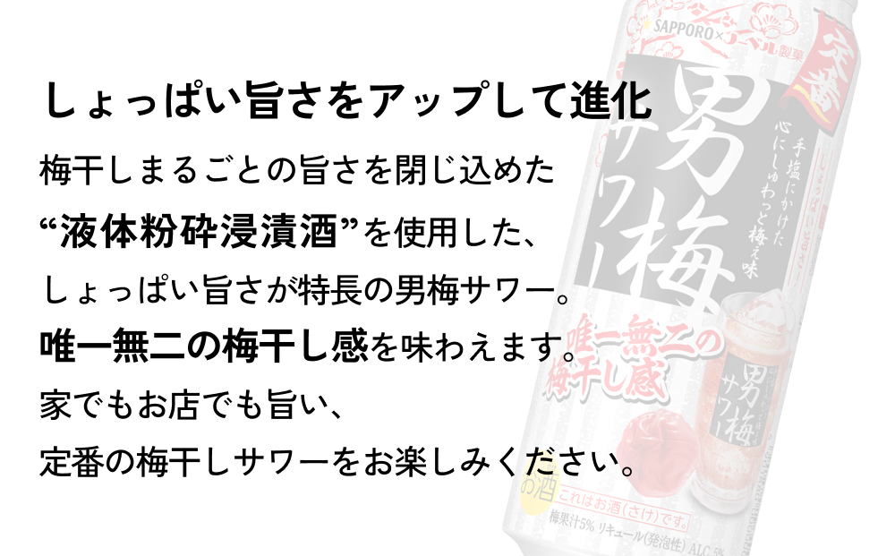 サッポロ 男梅 サワー 500ml×24缶(1ケース)×定期便11回(合計264缶)  缶 チューハイ 酎ハイ サワー