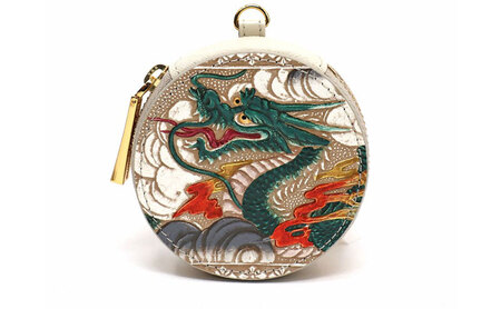 ポーチ 文庫屋大関 龍＜緑＞【皮革工芸品】 雑貨 ポーチ