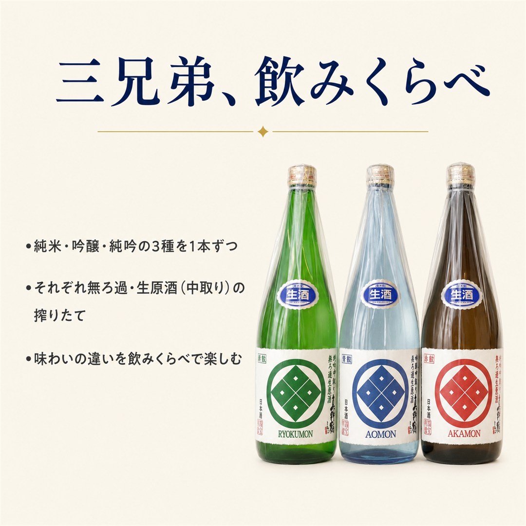 むろか三兄弟 真野鶴 純米・吟醸・純吟の無ろ過生原酒 720mlx3本セット195949-0049
