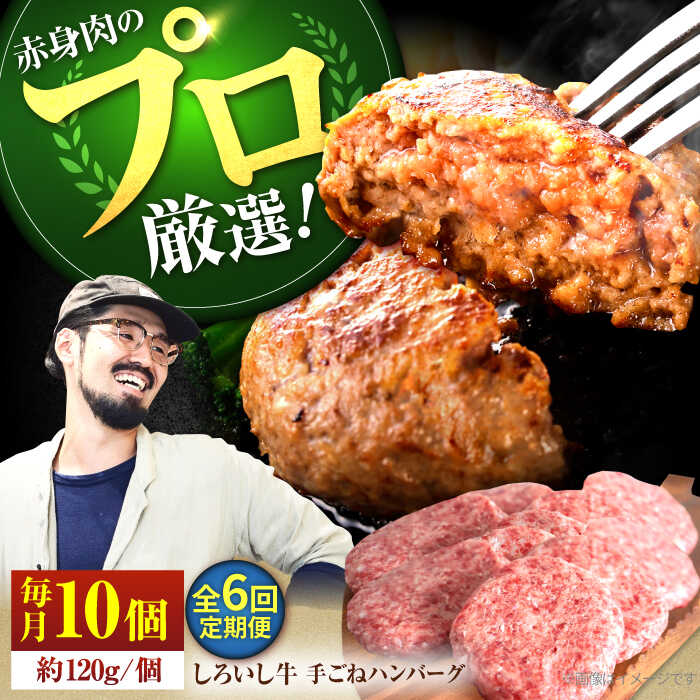 【ふるさと納税】【肉の匠】【6回定期便】佐賀県産しろいし牛 ボリュームたっぷり手ごねハンバーグ 120g×10個【佐賀セントラル牧場】牛肉 ハンバーグ 惣菜 おかず 冷凍 定期便 3回 岩塩 100% 人気 おすすめ 佐賀県 白石町 [IAH058]