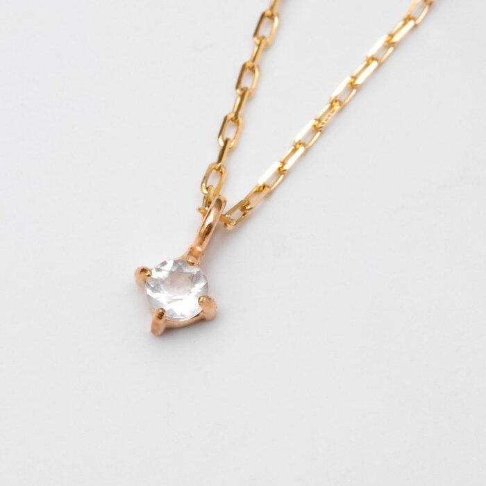 【ふるさと納税】K10イエローゴールド 天然石ネックレス【6月誕生石ムーンストーン】上品な華奢見えサイズ長さ40cm　K10-05-06