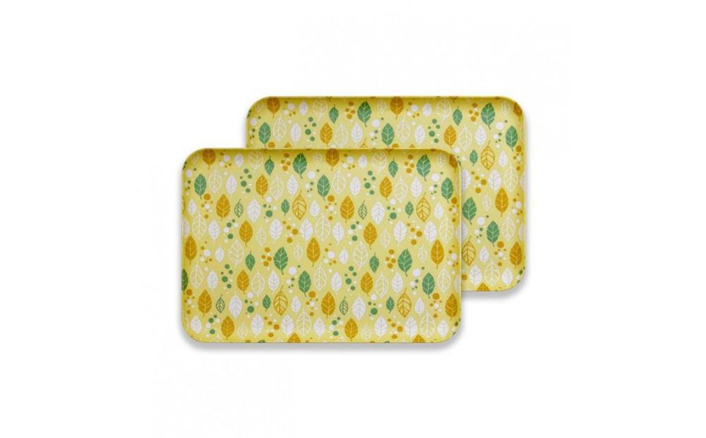 友禅染和紙トレー M 33cm 2枚セット オータムリーフ イエロー タツクラフト 【Tk274】 303446_DA90113