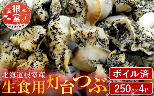 
            A-14133 【北海道根室産】生食用灯台つぶ(ボイル済み)250g×4P(計1kg)
          