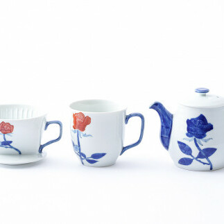 有田焼 バラ絵 コーヒードリッパー＆ポット＆マグカップの3点セット 大慶 A45-105_イメージ3