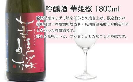 ２蔵（華姫桜・梅錦）飲み比べ「吟醸酒1.8L×２本」と「ひのき枡（8勺）」【近藤酒造・梅錦山川】