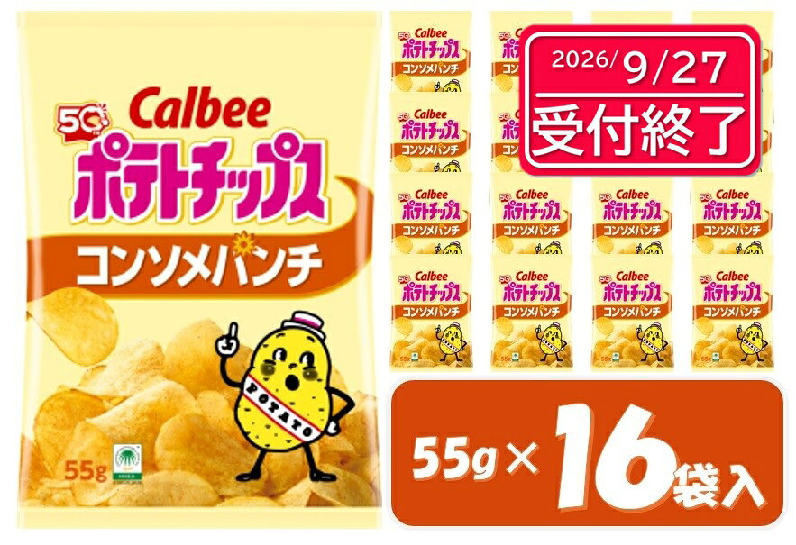 【ふるさと納税】カルビー　ポテトチップス　コンソメパンチ　16袋　ポテトチップス ポテチ チップス スナック スナック菓子 おやつ お菓子 おかし じゃがいも コンソメパンチ コンソメ パンチ カルビー Calbee おつまみ つまみ 子供 子ども お子様 プレゼント ギフト