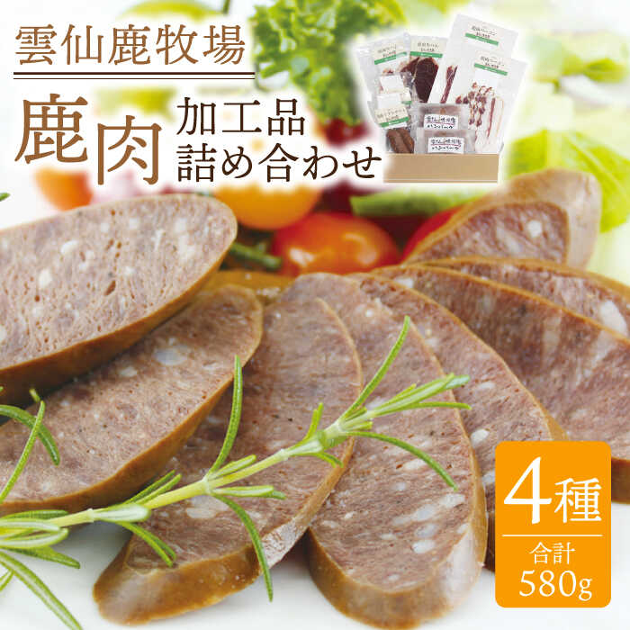 雲仙鹿牧場 鹿肉 詰め合わせ 計580g (生ハム ベーコン ハンバーグ ソフトサラミ)【ディアー・カンパニー】 SBD001