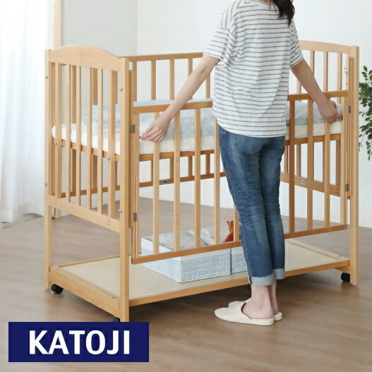 【ふるさと納税】カトージ ミニベッド ツーオープン（ナチュラル）｜ カトージ KATOJI ブランド 子育て 子ども お昼寝 おしゃれ 赤ちゃん ベビー ベビーベッド ベッド 赤ちゃん用ベッド 家具 ハイタイプ ツーオープン 日本製 ミニ 小さい コンパクト 寝具 キャスター