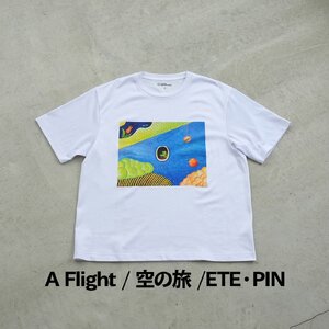 ＜新登場＞VOICE GATHERING アートプリントT-Shirt(A Flight / 空の旅・Lサイズ・1枚) Tシャツ 半袖 トップス ホワイト 白 クルーネック M L サイズ アート デ