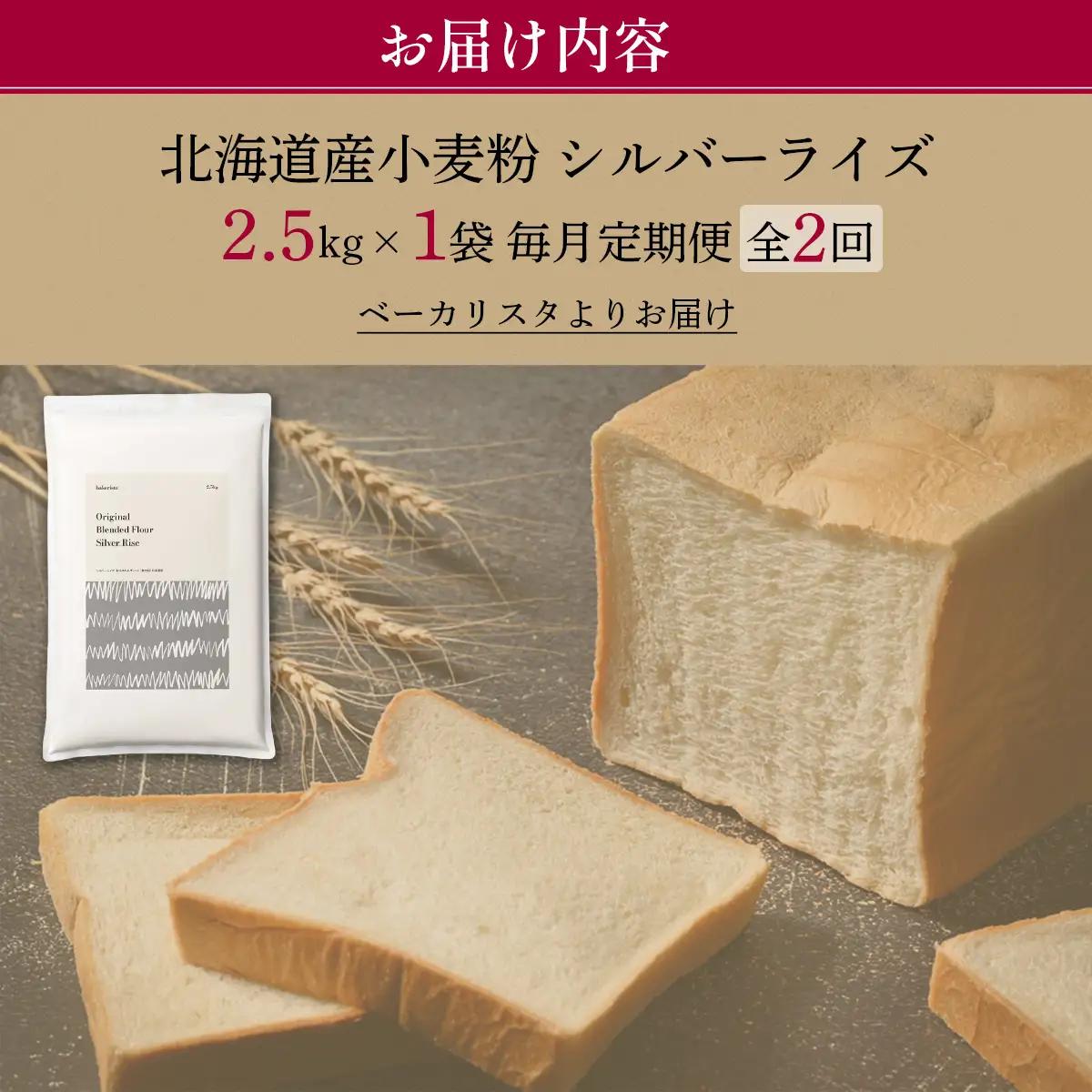 【毎月定期便】北海道産 小麦粉 はるゆたかブレンド小麦粉 シルバーライズ（パン用強力粉）2.5kg 全2回 MROBI025