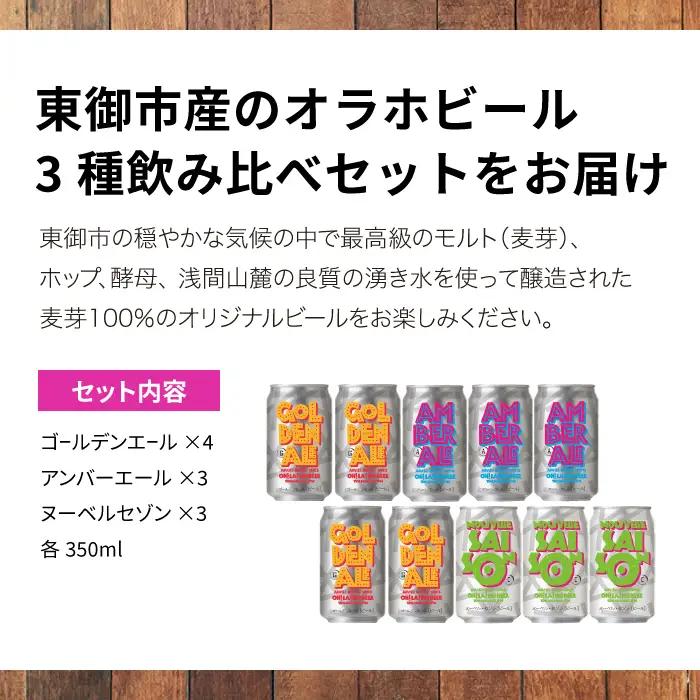 【クラフトビール】 3種飲み比べ10缶 セット（ゴールデンエール、アンバーエール、ヌーベルセゾン） 350ml 缶×10本｜オラホビール 飲み比べ 詰め合わせ 長野 東御 信州 ギフト プレゼント