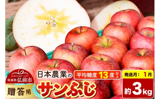 【27年1月発送】りんご サンふじ【贈答用】約3kg 平均糖度13度以上 青森県 弘前市 果物 フルーツ 林檎 リンゴ くだもの 贈り物 ギフト [先行予約 産地直送 アップル 青森県 弘前市]