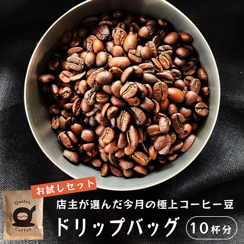 自家焙煎 ドリップコーヒー 10杯分 店主が選んだ今月の極上コーヒー豆 12g×10個 珈琲豆 挽きたて 新鮮 ドリップ コーヒー 珈琲