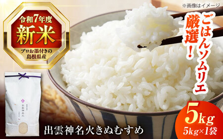 島根県産「出雲神名火きぬむすめ」5kg（5kg×1）島根県松江市/有限会社藤本米穀店[ALCG041]