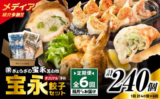 【定期便・全6回 隔月】手包み餃子 ぎょうざの宝永 手羽餃子40個セット（宝永餃子15個入×2袋・手羽餃子5個入×2袋）　T004-T06-02-03