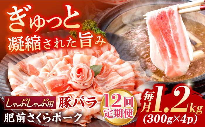 
                  【12回定期便】【豚肉】肥前さくらポーク バラ肉 しゃぶしゃぶ用 総計14.4kg【一ノ瀬畜産】 [NAC612] 豚肉 豚 バラ しゃぶしゃぶ 鍋
                