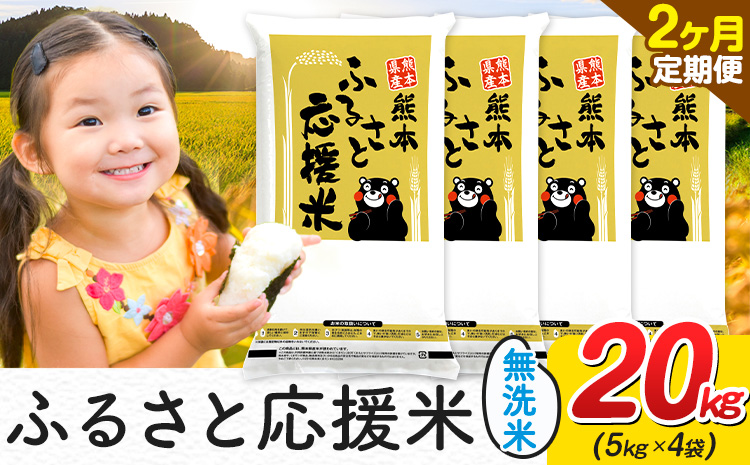 米 無洗米 熊本 ふるさと応援 米 【2ヶ月定期便】 20kg 《お申し込み月の翌月から出荷開始》 熊本県産 白米 精米 山江村 ブレンド米 備蓄 国産 おうちご飯 返礼品 発送 配送 SDGs わけあり むせんまい お米 おこめ 家庭用
