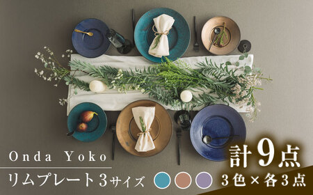 【美濃焼】 恩田陽子 リムプレート 皿 3色×3サイズ 計9点セット グリーン ゴールド パープル S M L 瑞浪市 / JS企画 食器 プレート おしゃれ セット [AZAZ030]
