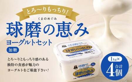 とろ～り食感!!球磨の恵みヨーグルト 加糖タイプ 1kg×4パック