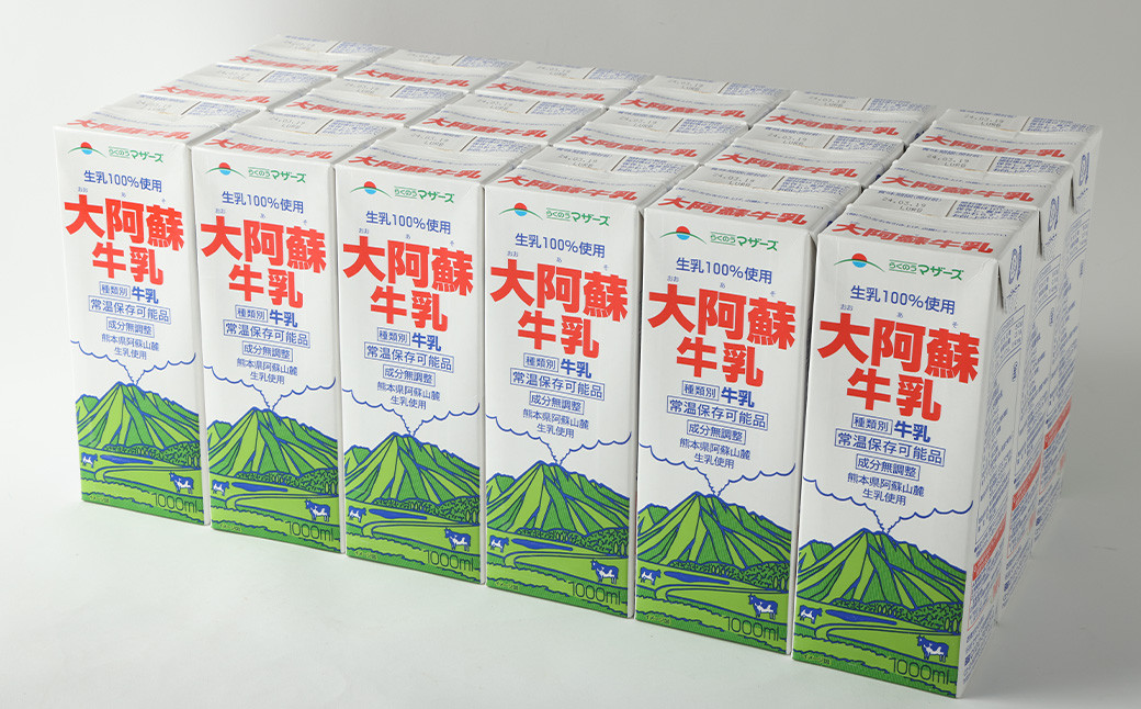 
【6ヶ月定期便】大阿蘇牛乳 1L×18本(×6回) 合計108L らくのうマザーズ 常温保存 成分無調整牛乳 生乳100%使用 乳飲料 乳性飲料 ロングライフ 長期保存 送料無料
