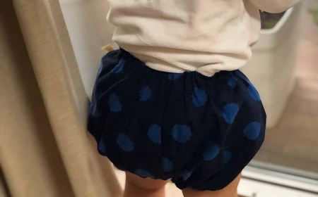 久留米絣の赤ちゃん用 【ちょうちんブルマ】 【紅玉】 出産祝い プレゼント 子供服 おうちウェア 部屋着 ブルマ 男女兼用 福岡県 筑後市