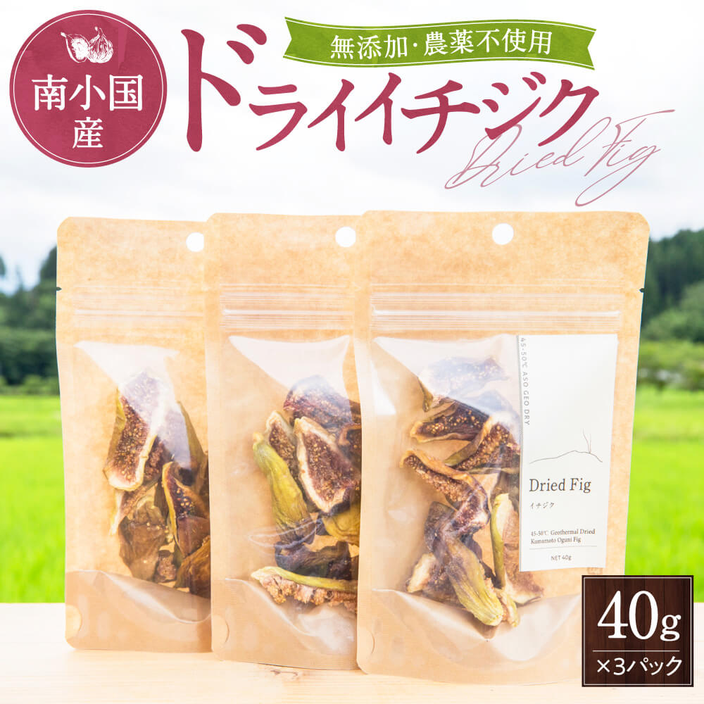 【ふるさと納税】天然の地熱で旨味を凝縮！南小国産ドライイチジク (3袋セット) 40g 3袋 地熱 国産 南小国産 ドライイチジク ドライフルーツ イチジク いちじく オーガニック おやつ 持ち運び ギフト 贈答用 熊本 阿蘇 南小国町 送料無料