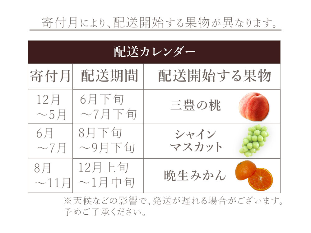 M160-0033_フルーツ定期便 3回 三豊市 晩生みかん 7kg 特大シャインマスカット 800g 三豊の桃　2kg【配送不可地域：北海道・沖縄県・離島】