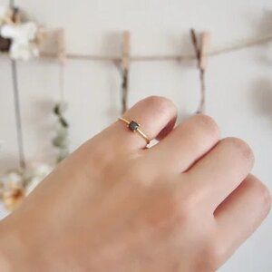 5号 天然石 ブラックオパール リング (Silver925 18KGP仕上げ) ／ おしゃれ ペアリング イエロー Maco アクセサリー シルバー ヘアライン加工 プレゼント 奈良県 田原本町