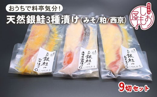 
            【セット】干物屋の天然銀鮭3種ずつセット（西京漬け、味噌漬け、粕漬け）9切セット ※北海道・沖縄・離島への配送不可
          